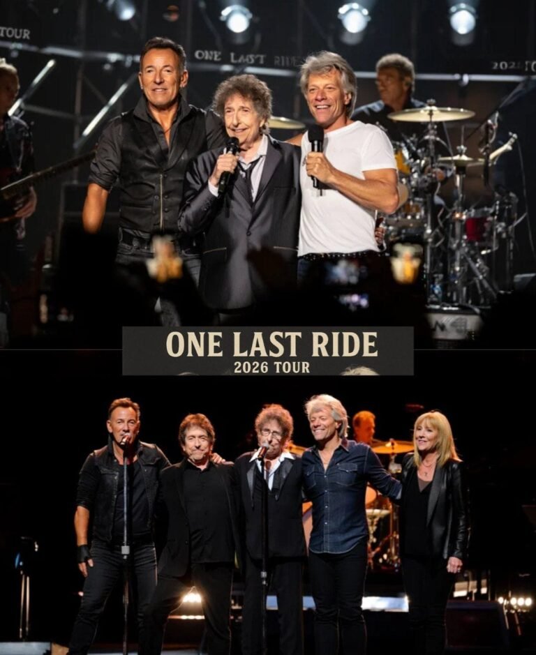 Four Titans Of American Rock—bruce Springsteen, Bob Dylan, Jon Bon Jovi, And Patti Scialfa— Just Shattered Every Expectation, Detonating The Announcement Of The Century: The 2026 “One Last Ride” Tour. What Was Supposed To Remain A Closed Chapter Has Erupted Back To Life Like A Thunderbolt, Sending Millions Into A Frenzy As Whispers Turned Into Confirmations And Confirmations Sparked A Cultural Wildfire. Springsteen Grinned And Admitted, “One More Run Won’t Kill Us,” Dylan Called It “A Final Blaze Before The Dark,” While Bon Jovi Roared, “If We’re Doing This—then We’re Doing It Loud.” From Legendary Arenas Preparing For Stampedes To Hidden Cities No One Saw Coming, This Tour Isn’t A Reunion—it’s A Once-in-a-lifetime Supernova Forming In Real Time.