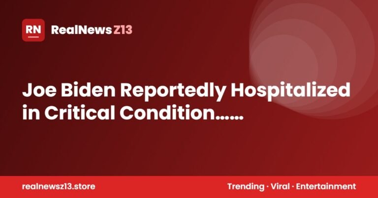 Joe Biden Reportedly Hospitalized in Critical Condition…[See more] ​​ﾠ