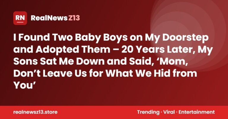 I Found Two Baby Boys on My Doorstep and Adopted Them – 20 Years Later, My Sons Sat Me Down and Said, ‘Mom, Don’t Leave Us for What We Hid from You’